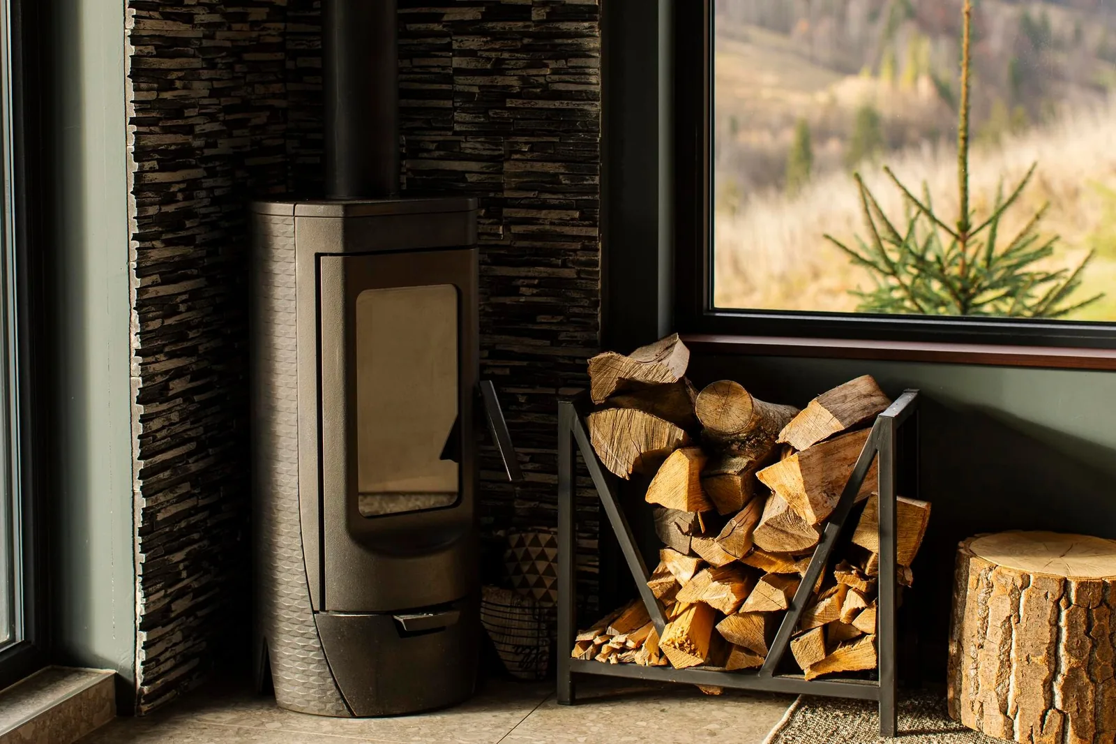 Siège chaudière à bois installé sur un installation domestique